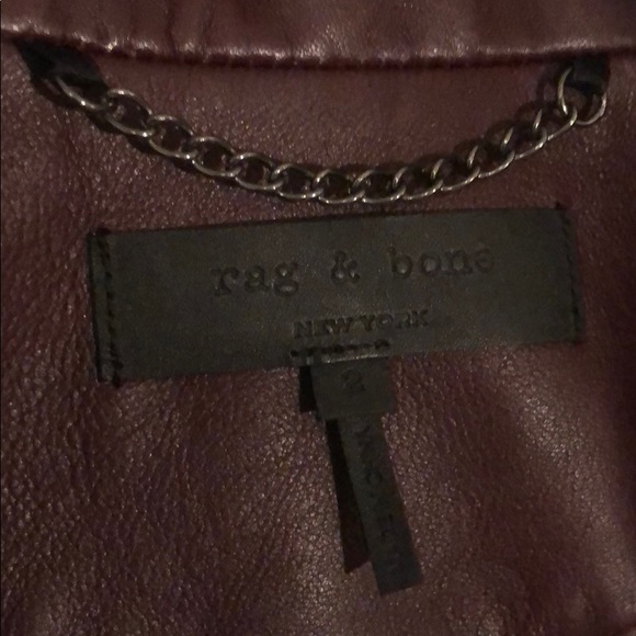 Rag & Bone Burgundy Leather Jacket - Picture 4 of 7